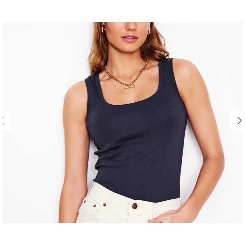 NWT Boden Essential Scoop Neck Tank Top Navy Blue T1326 Size M